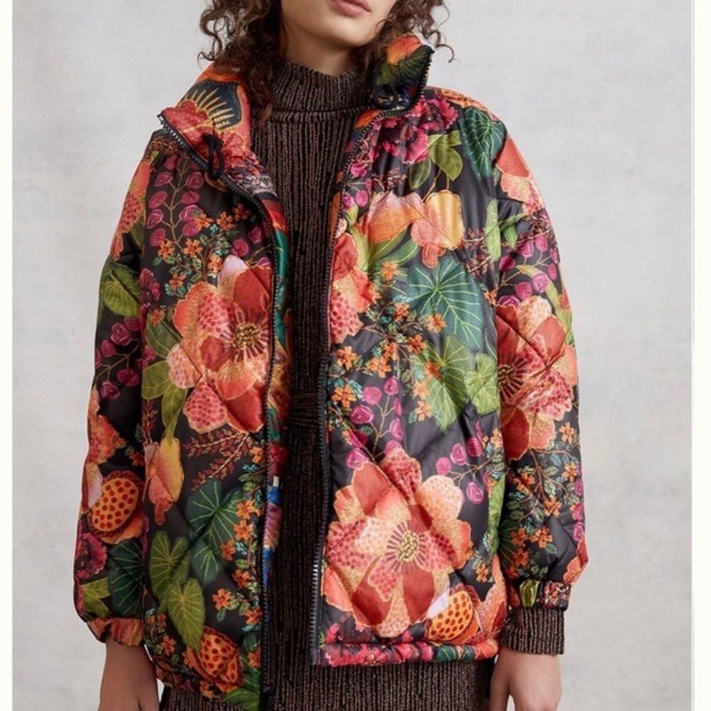 Farm Rio Abby Mix Scarves Reversible Puffer Jacket